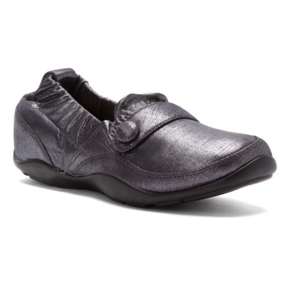 Dansko Women's Carolโ Shoes Size 39 Boat Pewter Shimmer Suede Loafer LEATHER